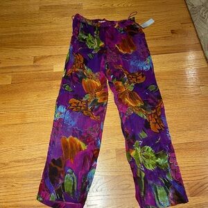 Alberto Makali Floral Print Sheer Wide Leg Pants